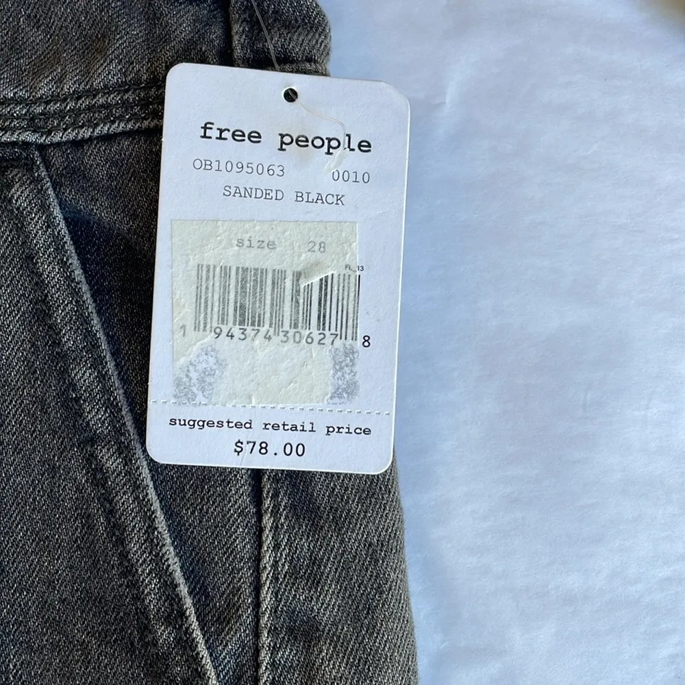 Free People Black Washed Denim Mini Skirt - Image 8
