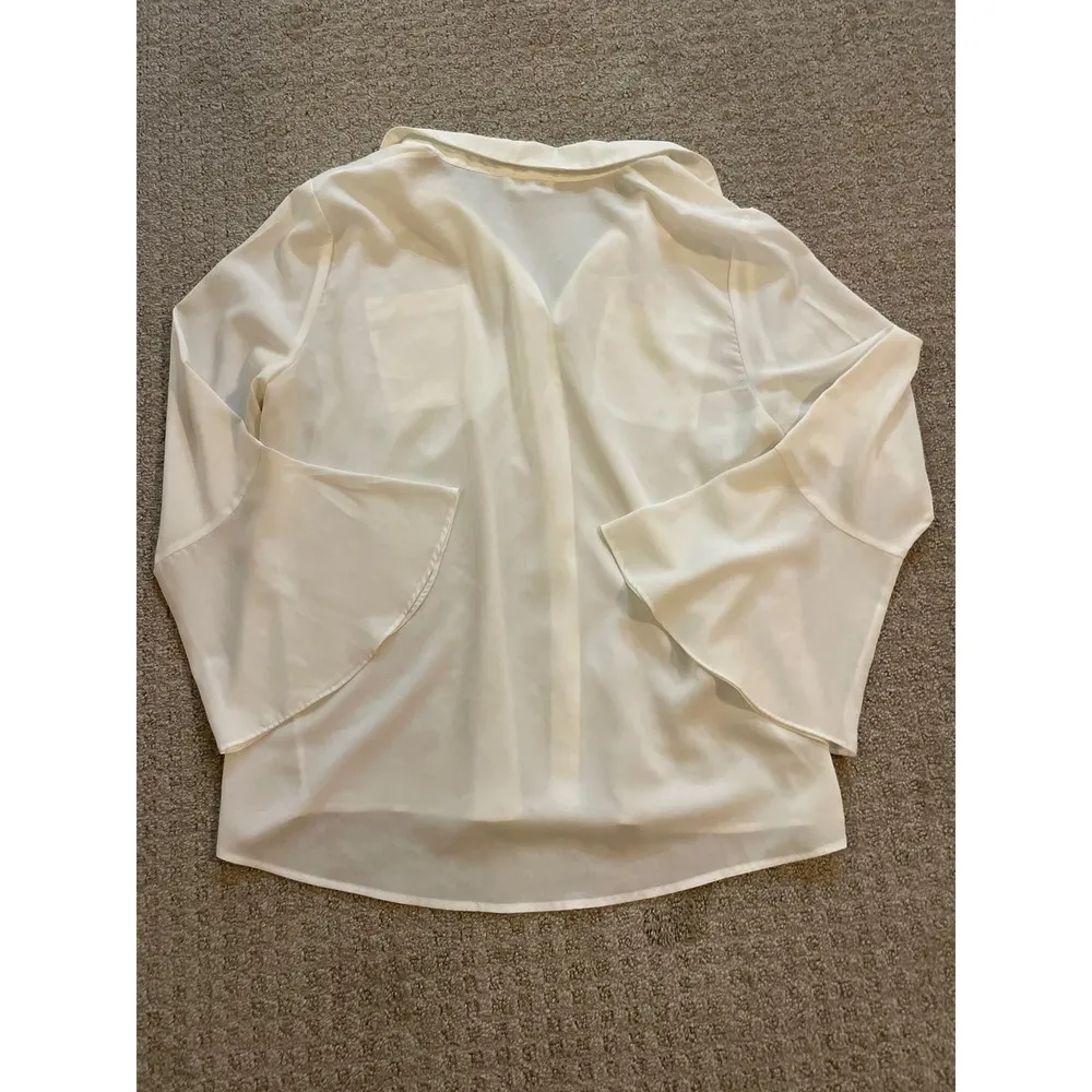 Calvin Klein White Long Sleeve Button Down Bell Top XL - Image 6