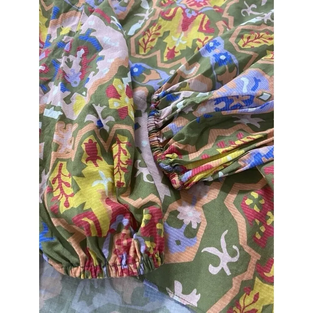 Zara Womens Size Small Long Sleeve Colorful Embroidered Tunic Shirt Peasant Boho - Image 11