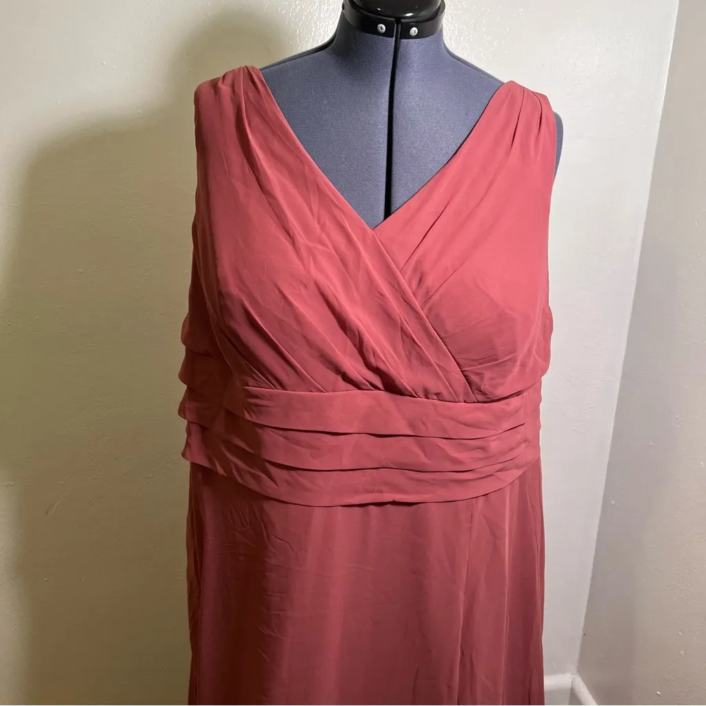 Azazie Nelly Chiffon Bridesmaid Dress Merlot A26 - Image 4