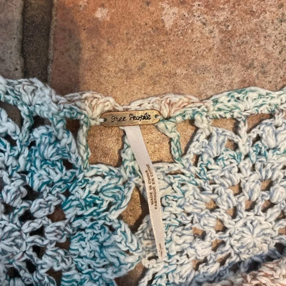 Free People spring sky crocheted, long sleeve, boat neck, scalloped sweater - Image 4