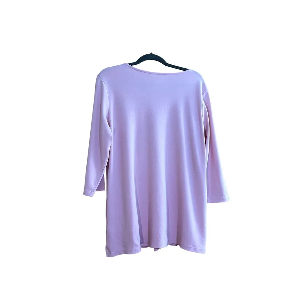 Drapers & Damons XL pink knit  blouse with embroidery & 3/4 sleeves - Image 2