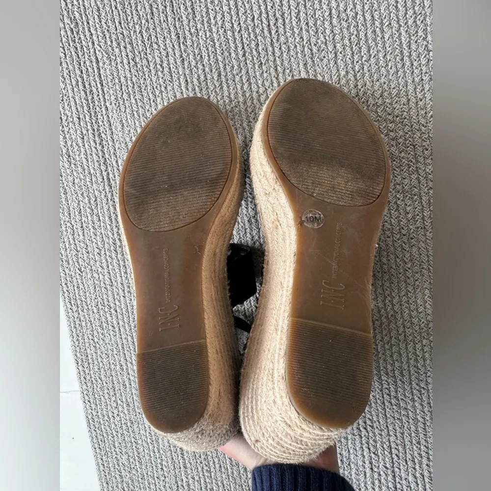 I.N.C. International Concepts Black Strappy Espadrille Wedge Sandals Size 10 - Image 7