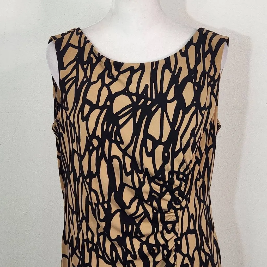 Vicky Tiel Brown and Black Sheath Dress Size Medium Wedding Guest Dress - Image 3