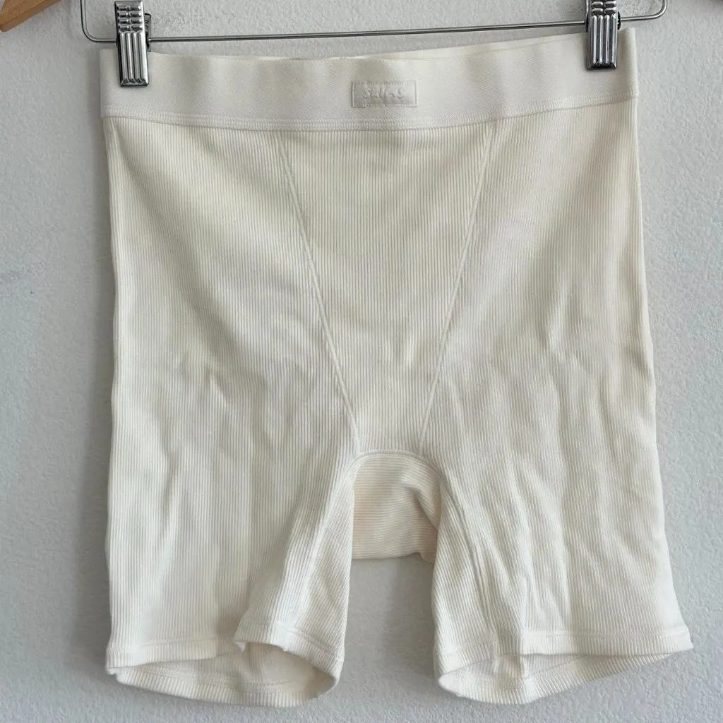 Skims Cotton Rib Boxer in Marble, Size Small - Image 2