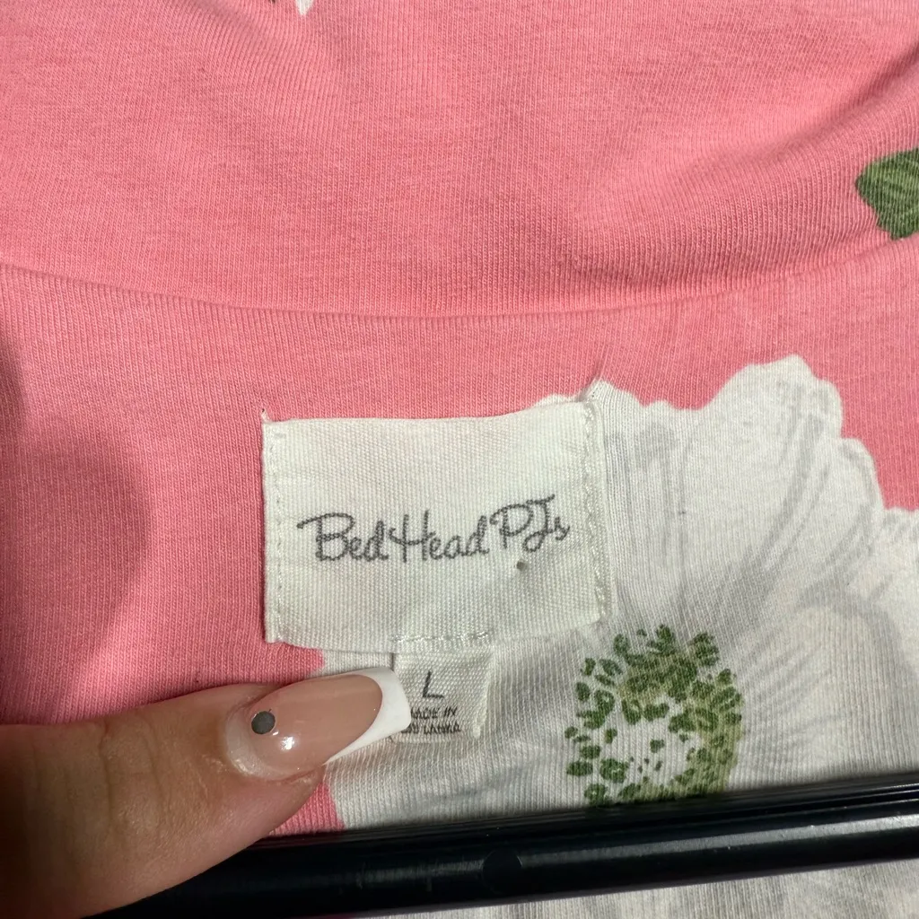 BedHead PJs Pink Magnolias Long Sleeve Classic Stretch Jersey PJ Top Sz Large - Image 6