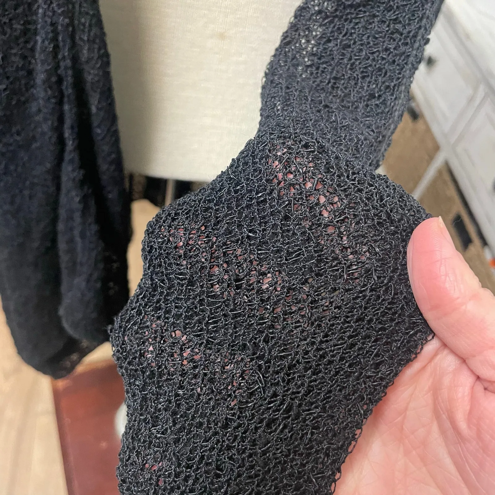 Chicos Size M/L VTG Stretch Open Vest Duster Cardigan Black Travel Minimalist - Image 2