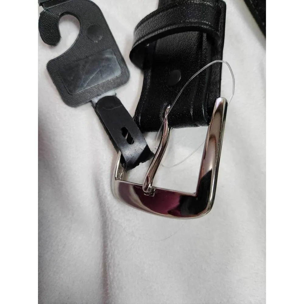 Mens Black Leather Belt Size 60” - Image 3