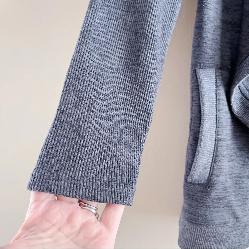 Athleta Blissful Wrap Hooded Cardigan Sweater Open Front Heather Charcoal Grey S - Image 9