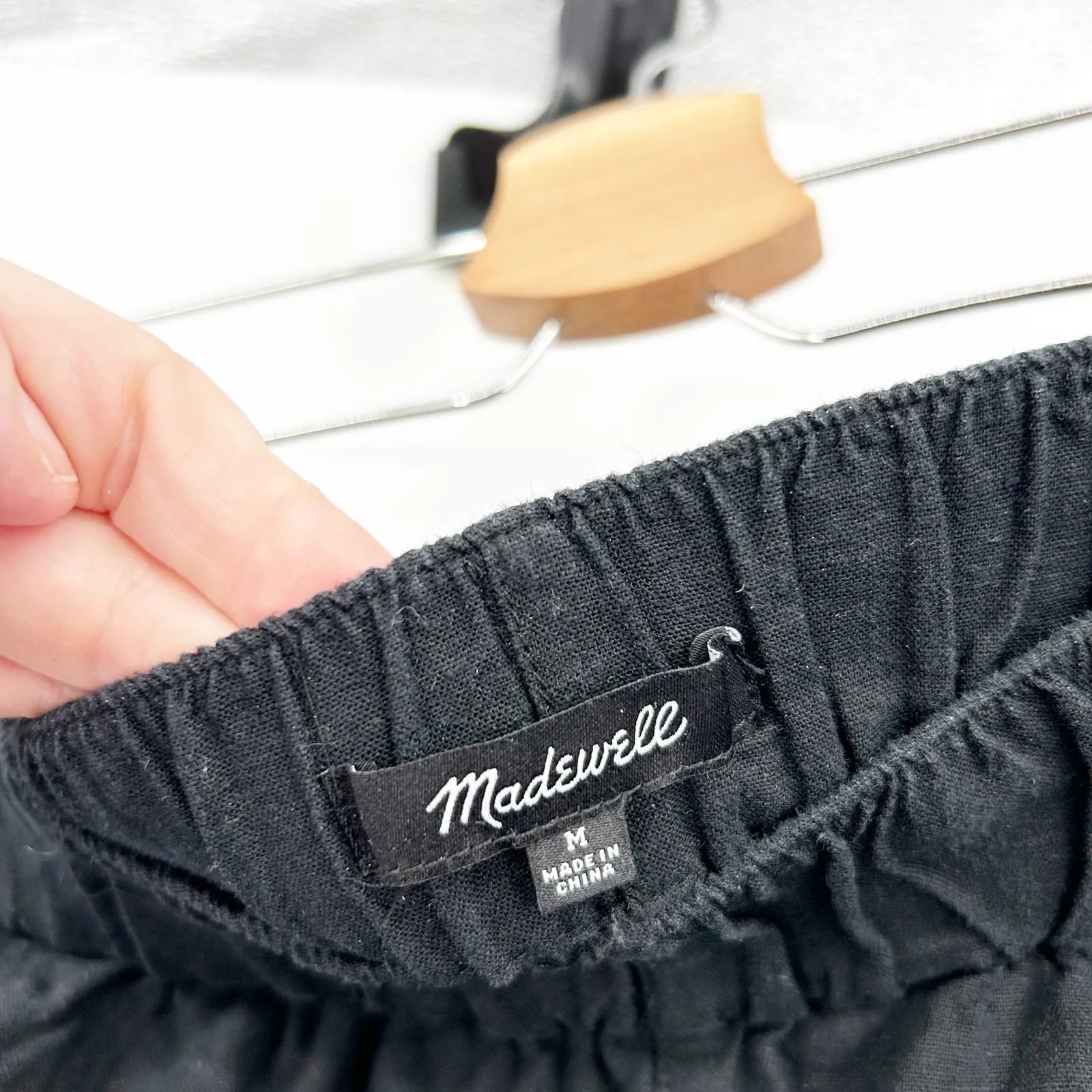 Madewell Womens Beachy‎ Lounge Linen Blend Pull On Wide Leg Pants Size M Black - Image 6