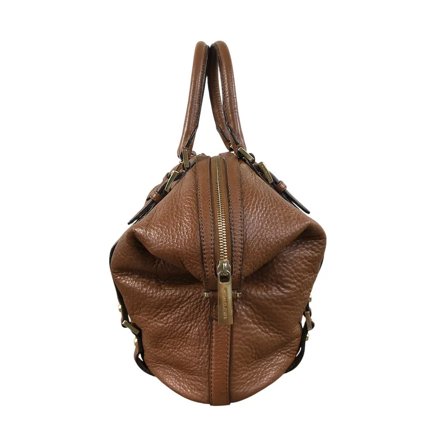 MICHAEL KORS Bedford Pebbled Leather Satchel Bag Brown Versatile Timeles Classic - Image 6