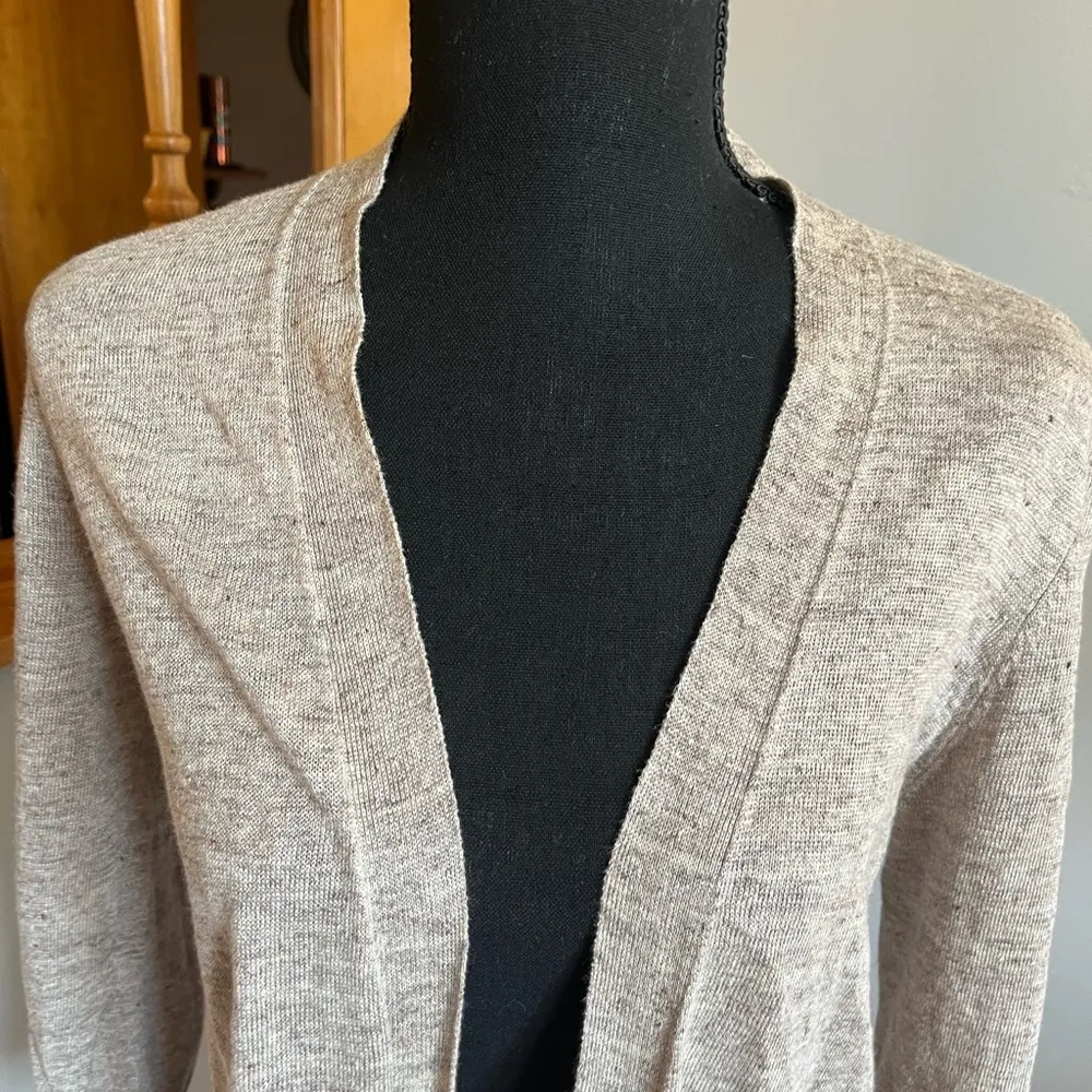 Eileen Fisher 100% Organic Linen Long Ribbed Lightweight Cardigan Size PP Petite - Image 3