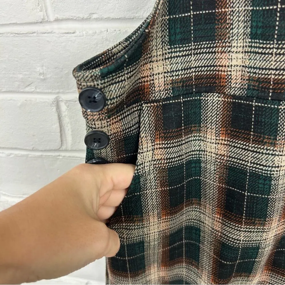 SO Plaid Knit Button Pinafore Dress Size M - Image 5