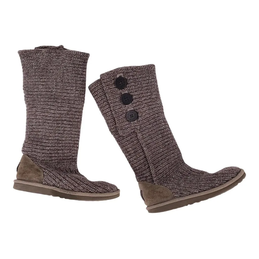UGG Classic Cardy Knit Boots Gray Women’s Size 6 - Image 3