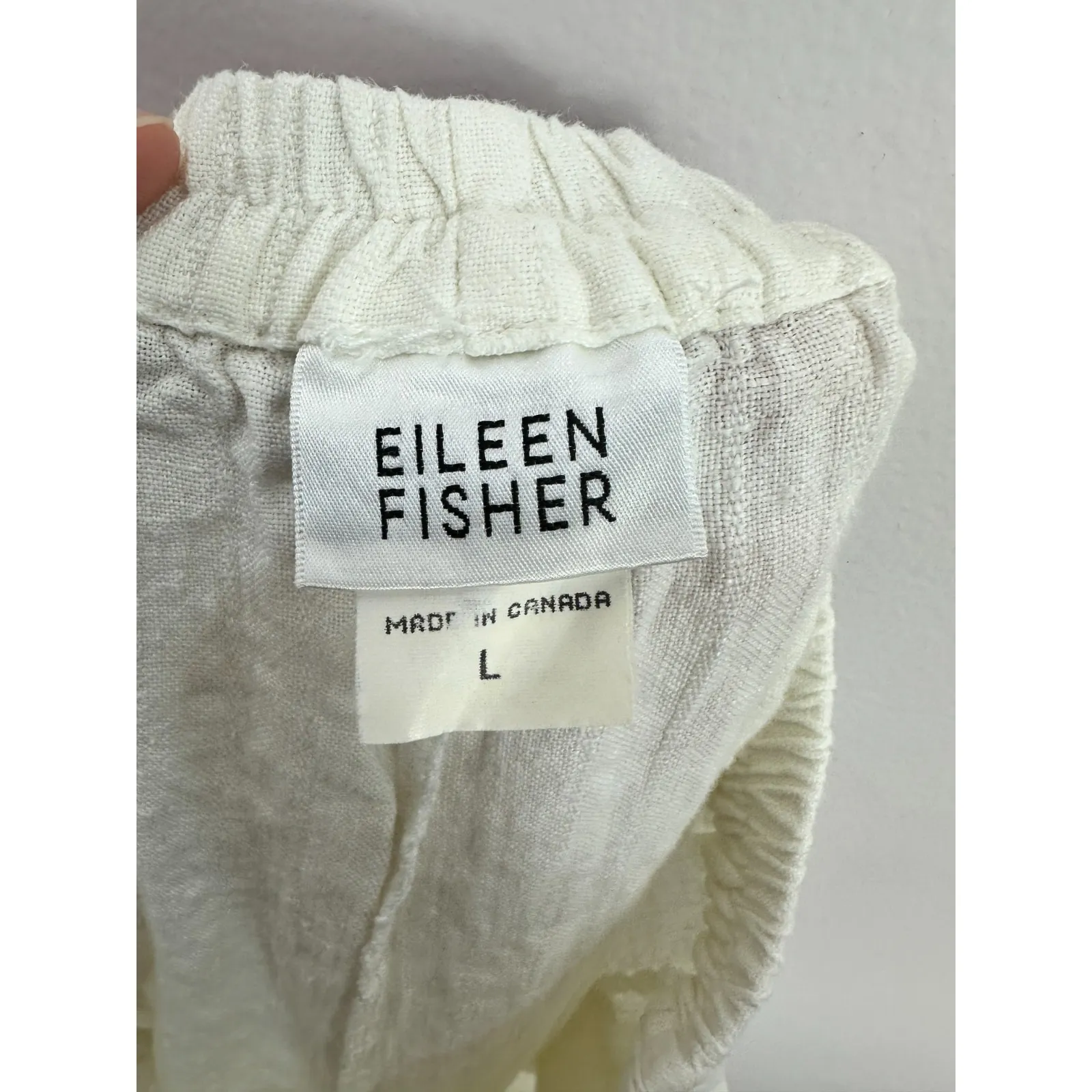 Eileen Fisher Pull On Linen Pants Women Large Ivory Lagenlook Minimalist Luxury - Image 2