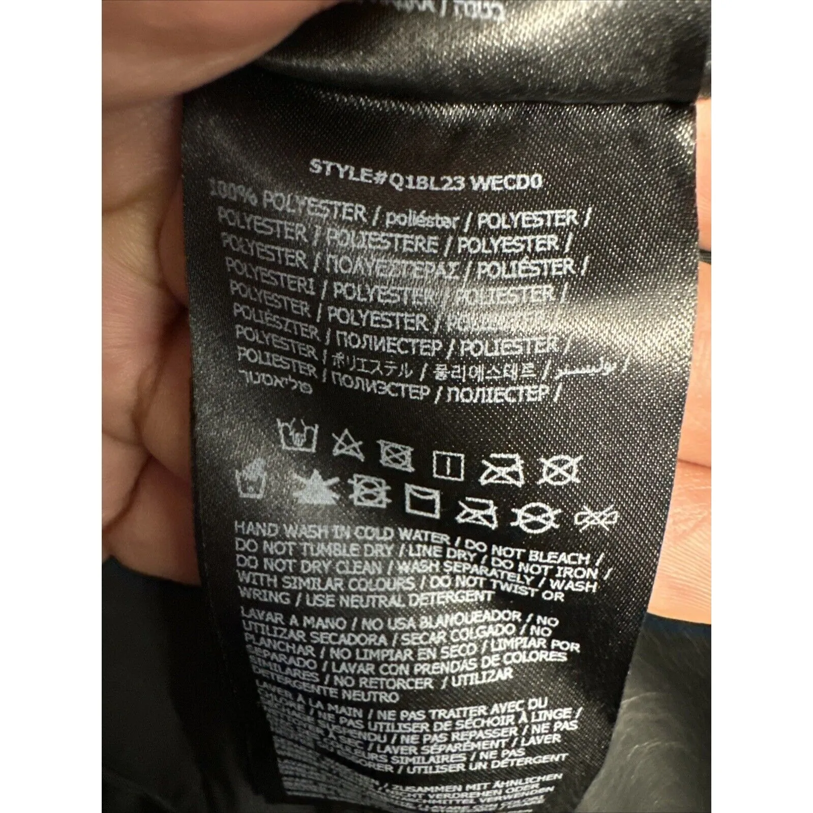 NEW Guess Women's Size Large Biker Jacket Black Faux Leather Zip Long Sleeve - Image 15