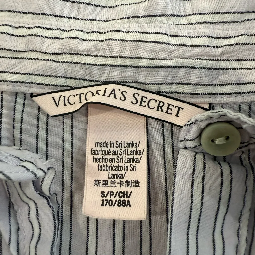 Victorias Secret Striped Long Sleeve ButtonUp Sleep Shirt Womens Small Lace Trim - Image 5