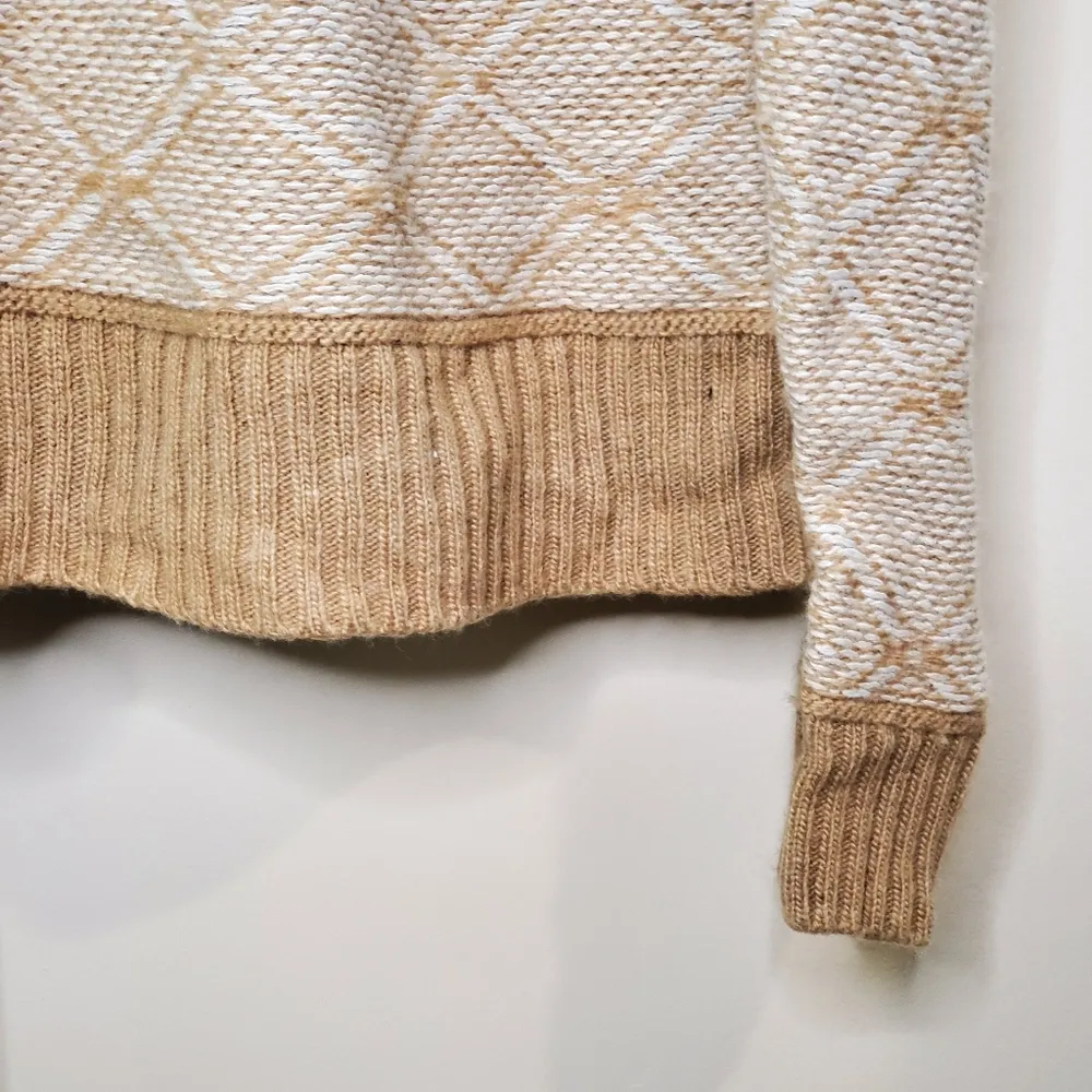 J Crew Factory Diamond Print Tan Sweater Medium - Image 9