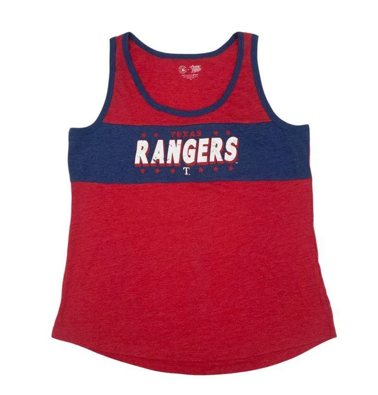 MLB Texas Rangers Women's Racerback Performance Tank Top in Blue/Red, XS - Image 1