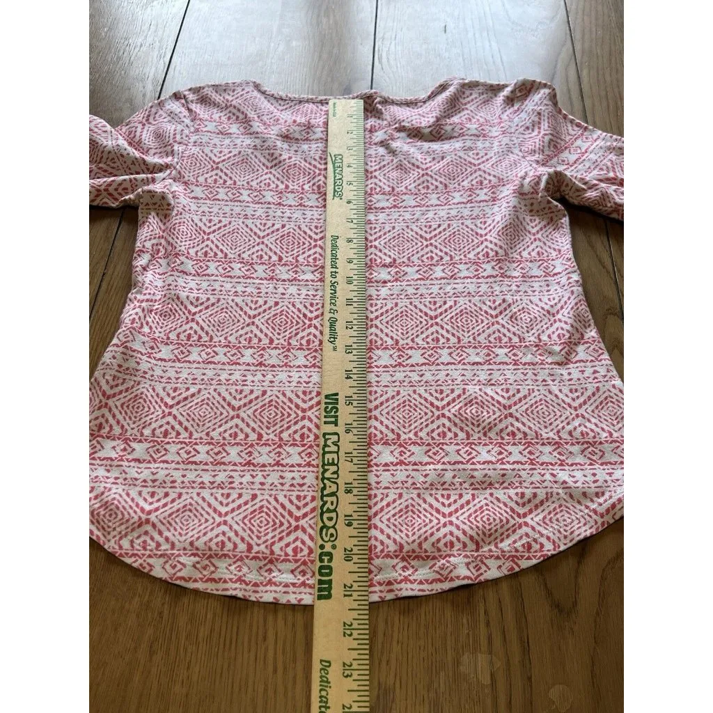 Chicos Size 0 ‎ Pink Aztec The Ultimate Tee Cotton Shirt Modern Comfy Loungewear - Image 8