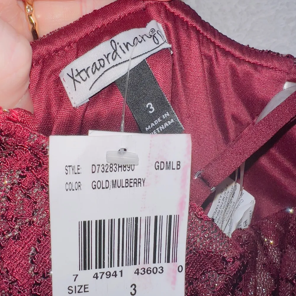 NWT Xtraordinary Gold Mulberry Strappy Lace Fit & Flare Formal Dress size 3 - Image 4