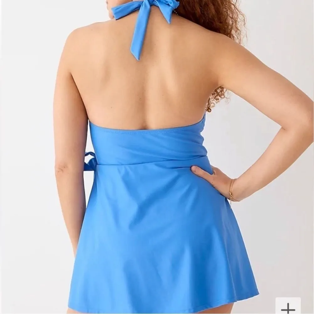 J. Crew NEW Halter Wrap Swim Dress Swimsuit Light Blue Size 6 - Image 9