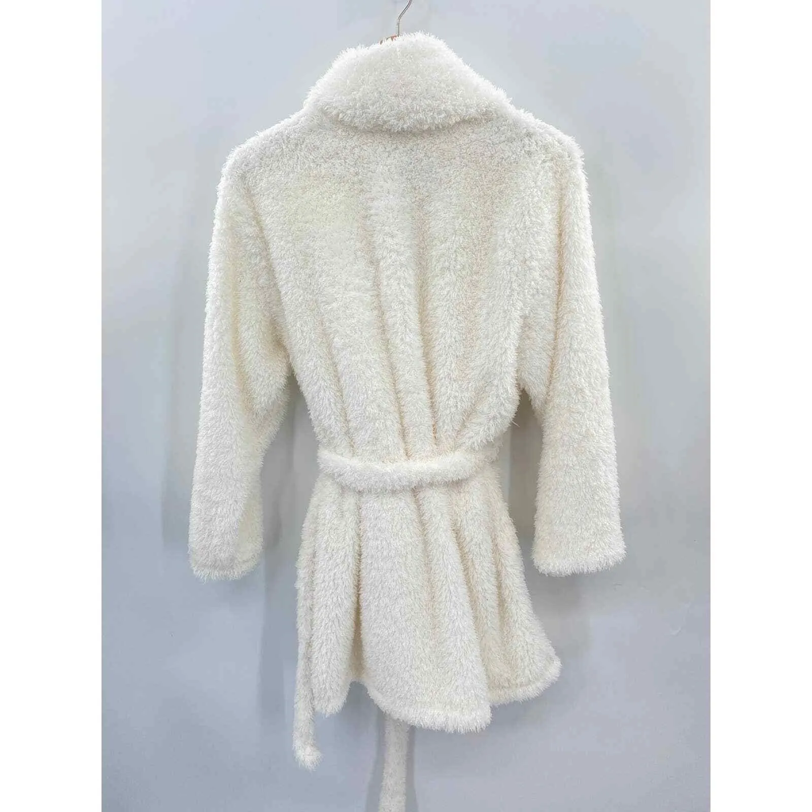 Natori Shag Eyelash Robe Womens Large XL White Polyester Belt Pockets Soft - Image 6