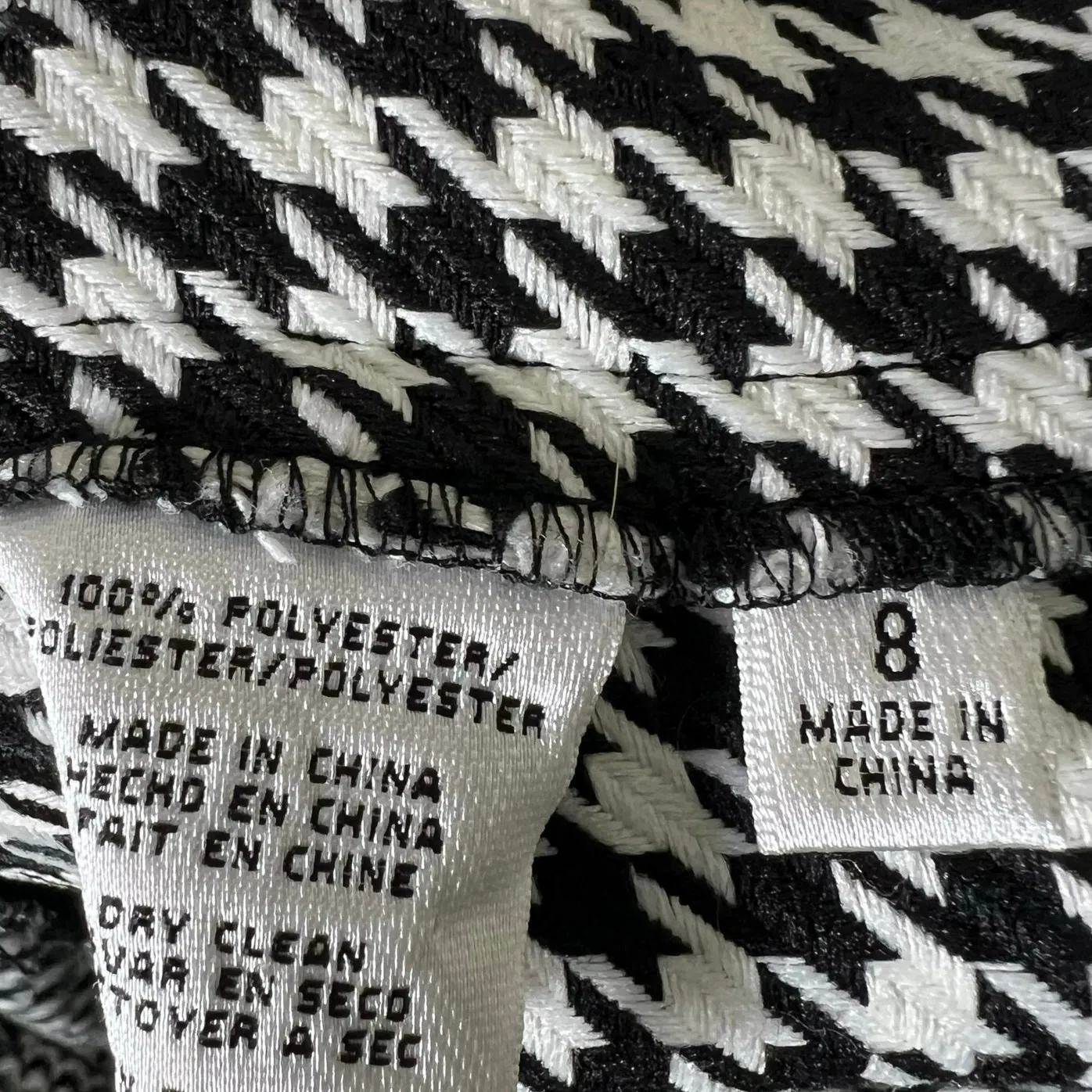 Nine West Houndstooth Straight Leg Pants Womens 8 Black White Classic Workwear - Image 6