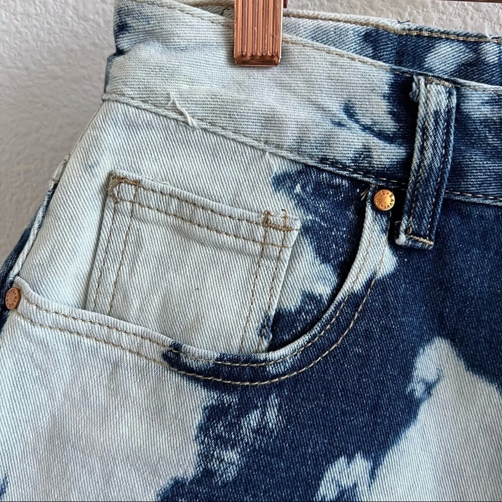 NWT Blue Savvy Acid Bleach Wash Denim Jean 100% Cotton Shorts 9 / 29 - Image 3