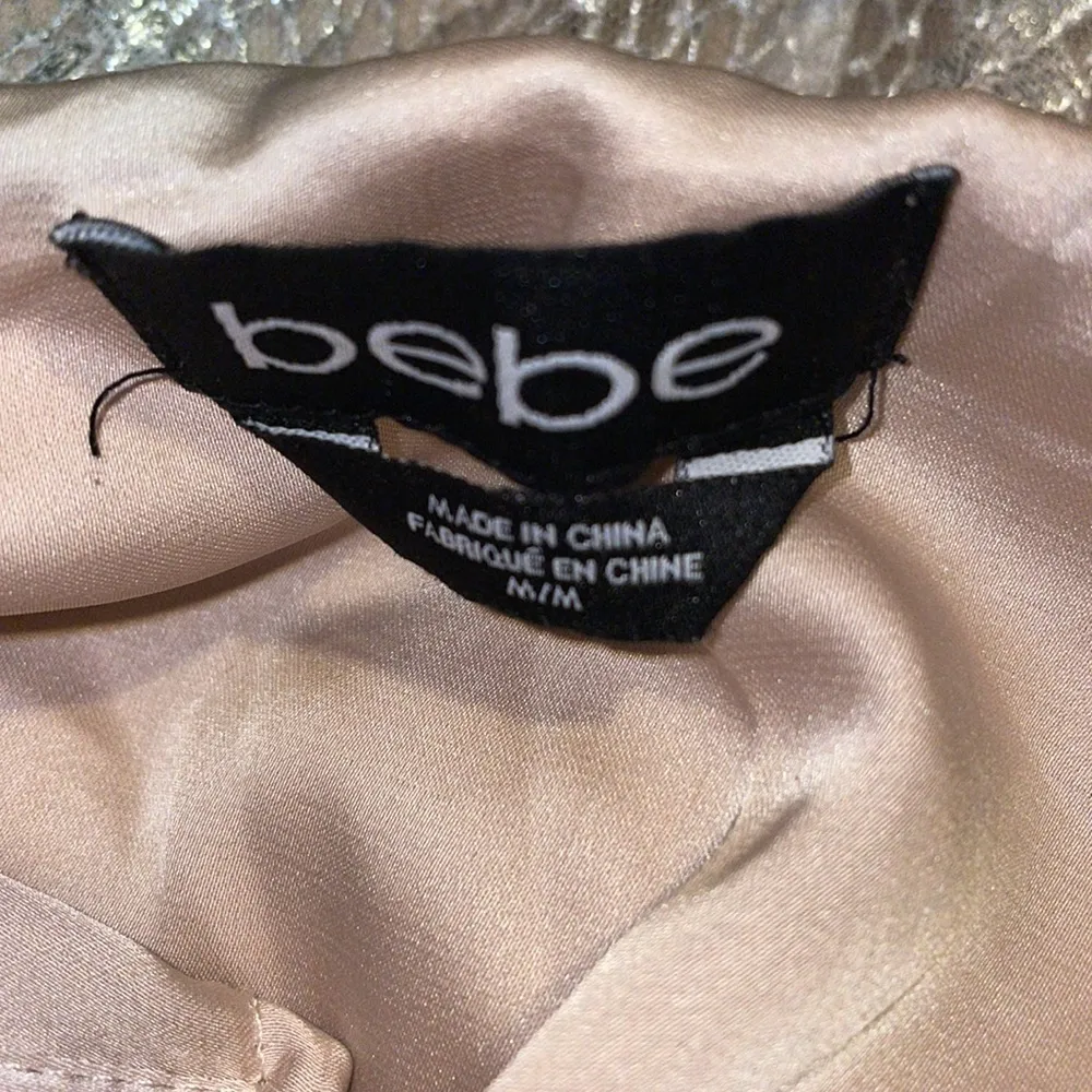 Beautiful!!! Bebe M dress top lace mesh and satin feel under dress - Image 6
