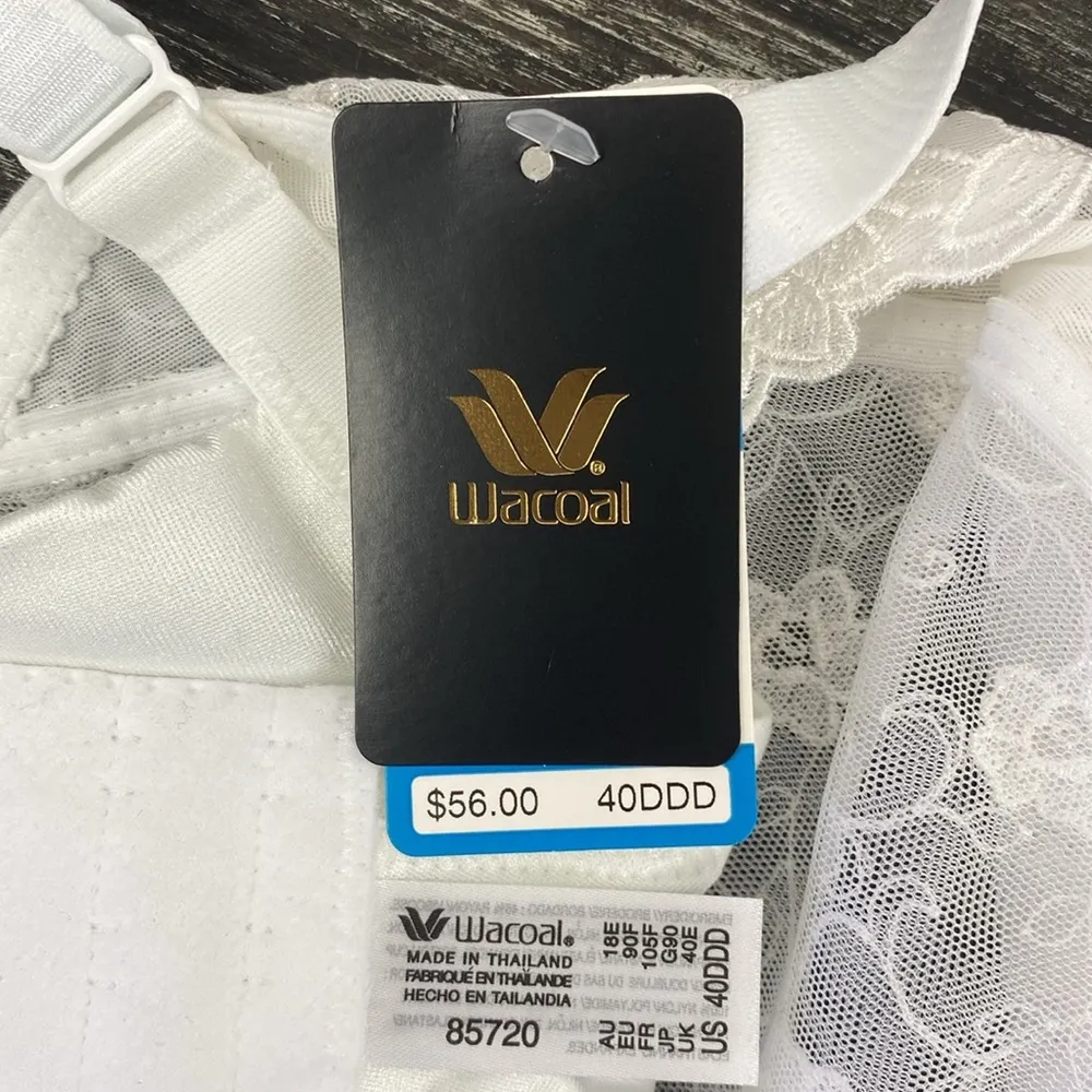 Wacoal White 85720 Renaissance Rose Sheer Underwire Bra NEW 40DDD - Image 7