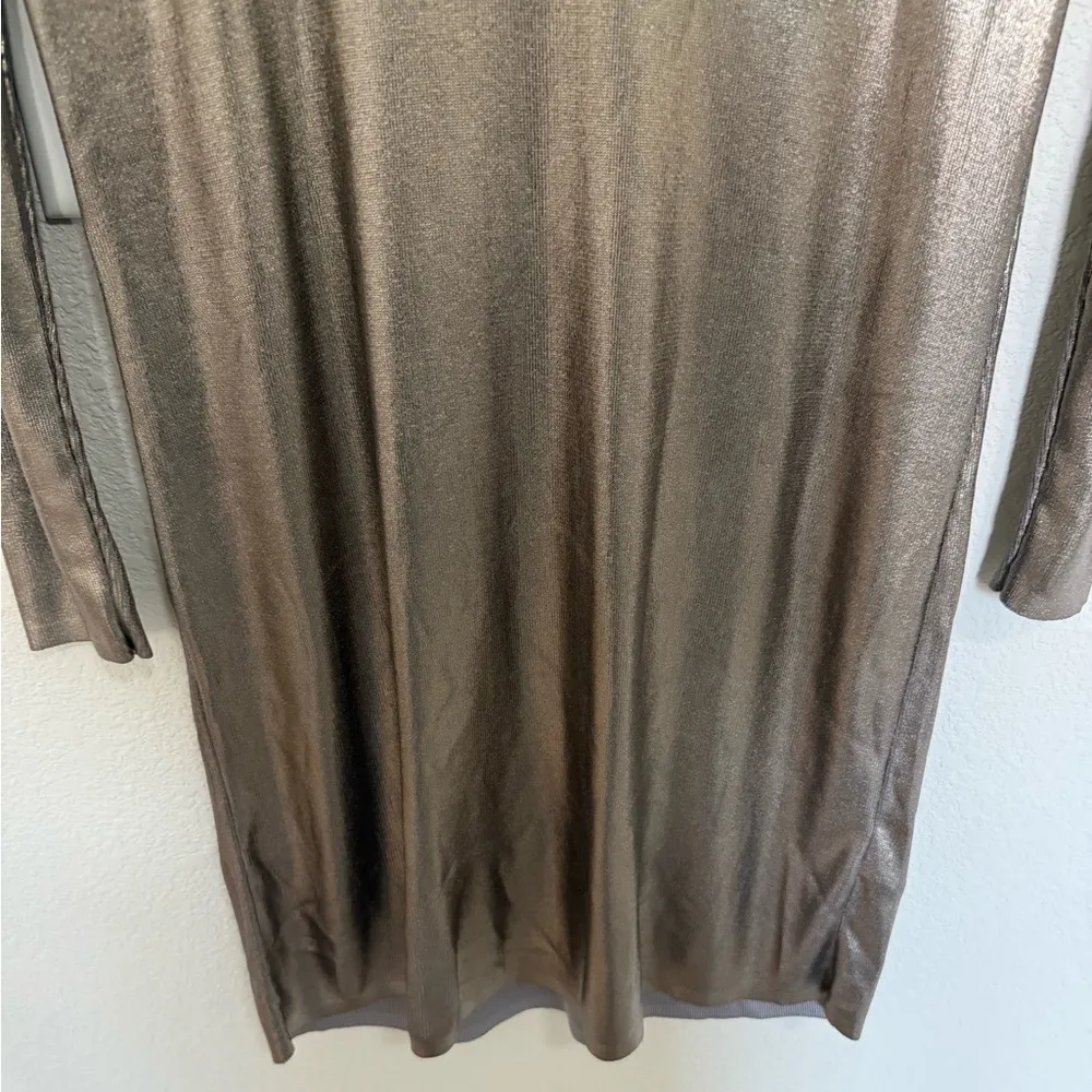 COS Metallic Pewter Silver Long Sleeve Knit Sweater Dress XS Extra Small - Image 6