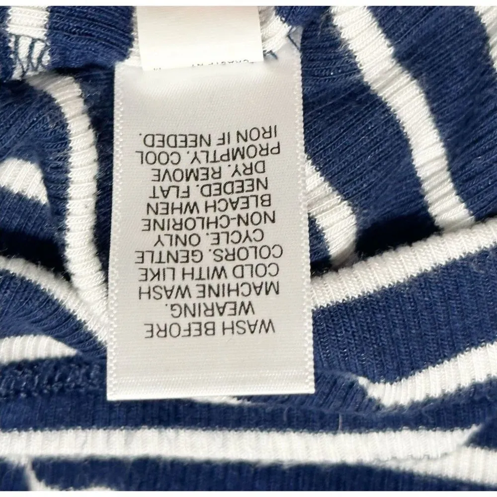 So Women's Striped Crew‎ Neck Pullover Long Sleeve Top Blue White Size Medium - Image 4