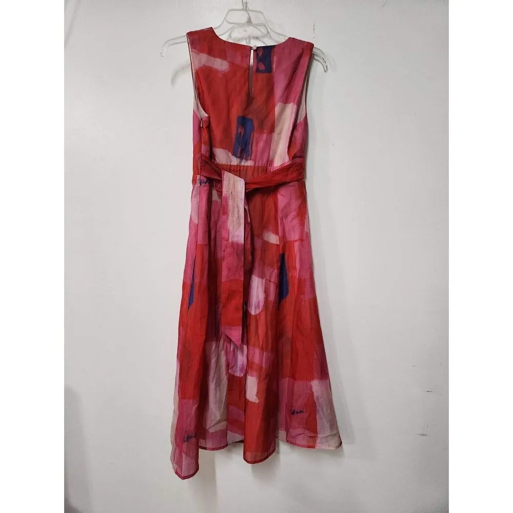 Anthropologie × Eva Franco Pink Rose Painted Midi Dress Size Xs - Image 4