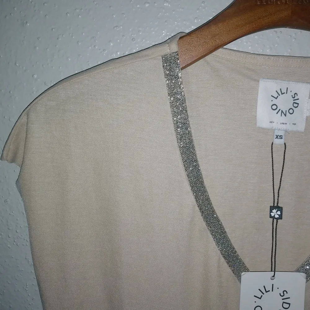 Lili Sodonio XS Sleeveless Knit Beige Pull On Fun Tie Back Dress Miami Style - Image 2