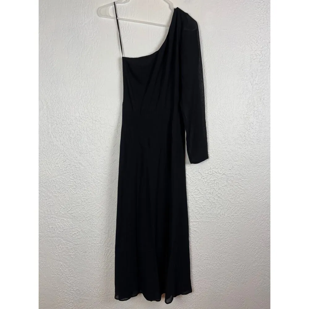 Reformation Chance Dress One Shoulder High Slit Midi Dress in Black Size 2 - Image 2