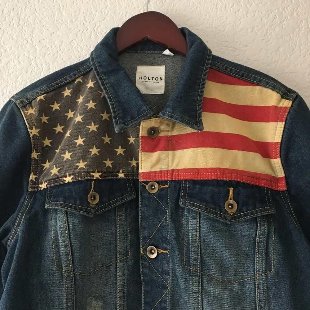 Holton USA Theme Denim Jean Jacket S - Image 7