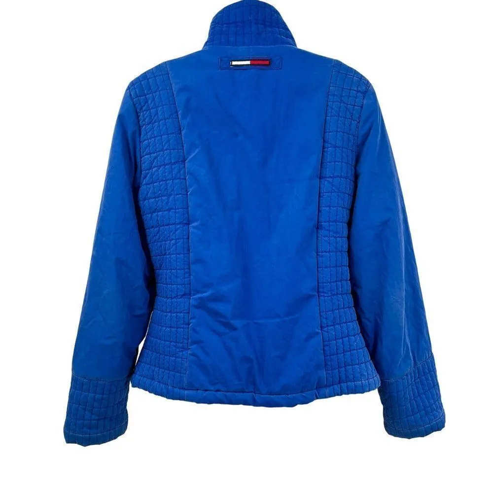 Vintage 90's Tommy Hilfiger Down Filled Quilted Bomber Fleece Jacket Coat - Image 4