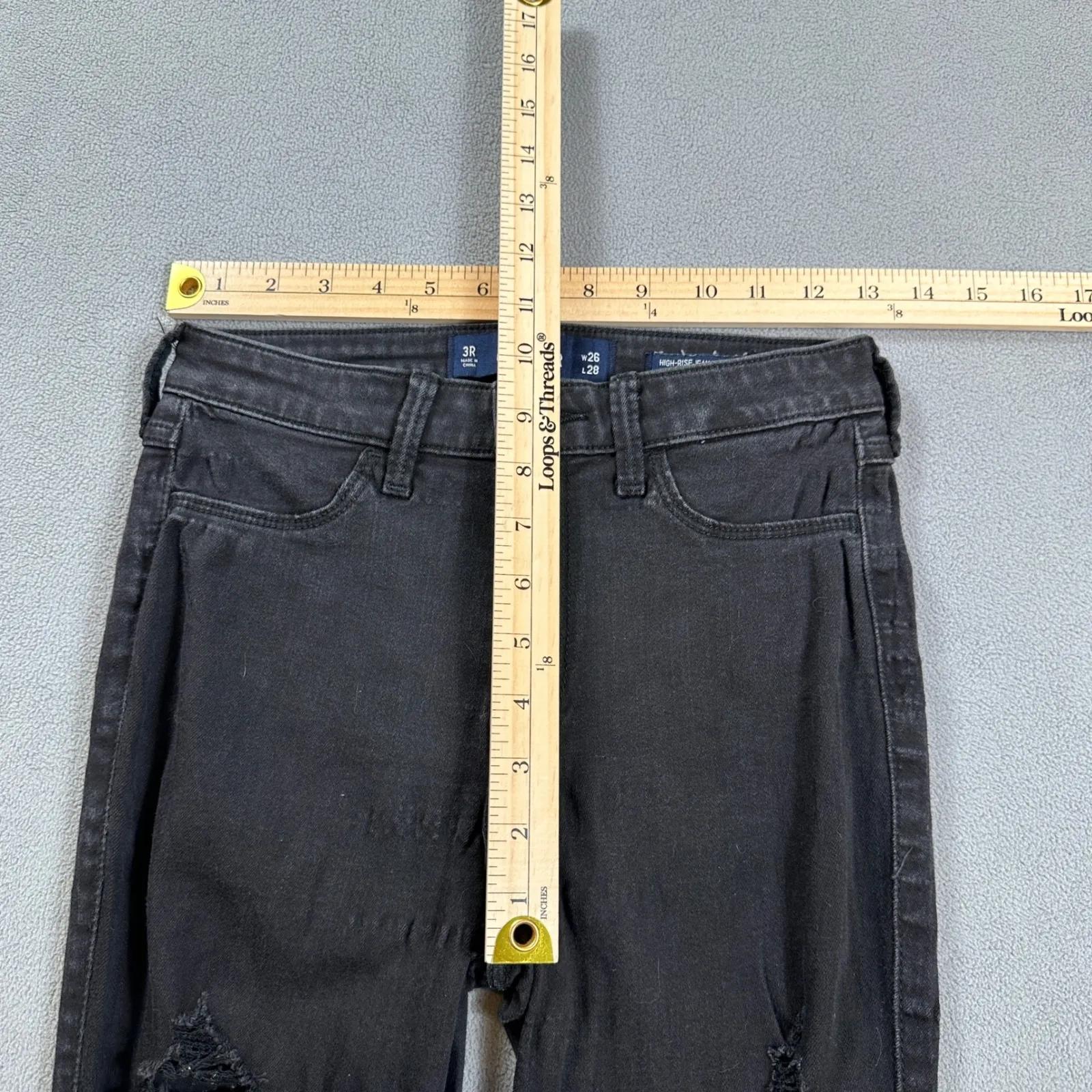 Hollister Jeans Womens 26 Black High Rise Legging Distressed Ripped Skinny Denim - Image 3