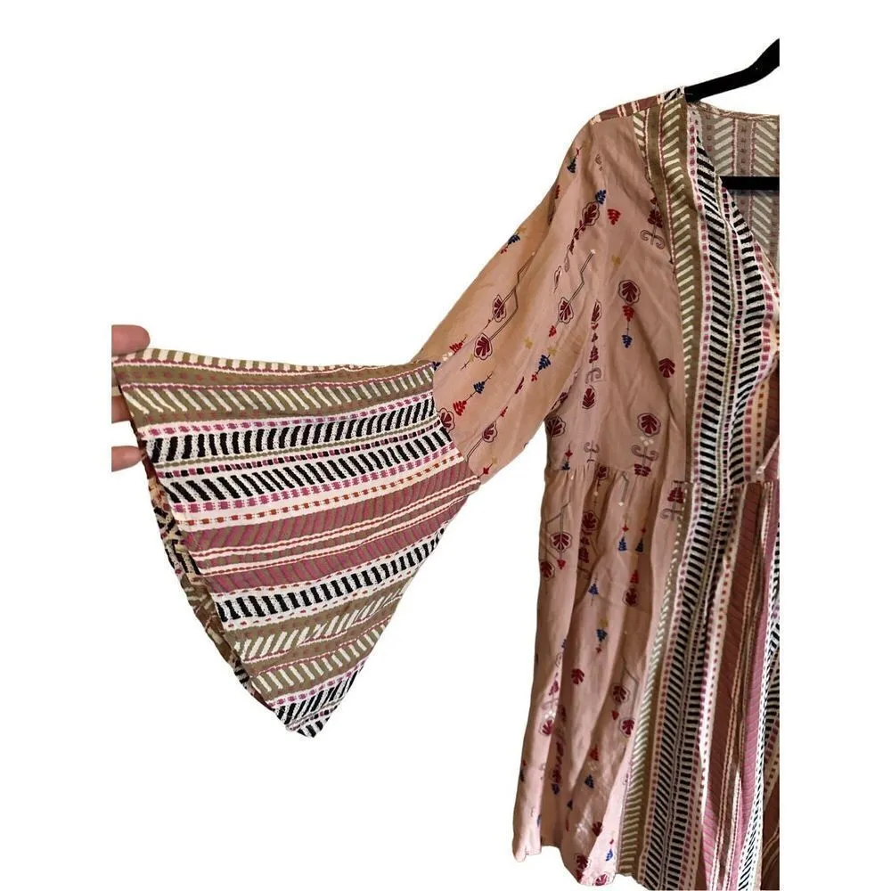 Umgee Womens XL boho pink tunic with dramatic flare sleeves - Image 7