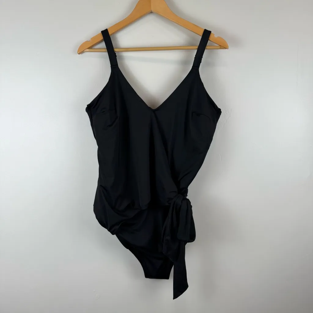 KNIX Leakproof Wrap One Piece Swimsuit Women's Size XXXL 3X Black - Image 3