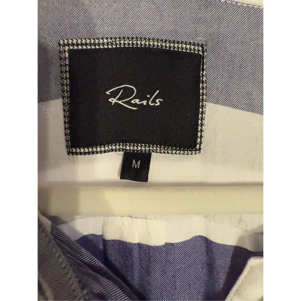 Rails 100% Rayon Long Sleeve Button Sleeve Button Down Blue & White Striped Shir - Image 3