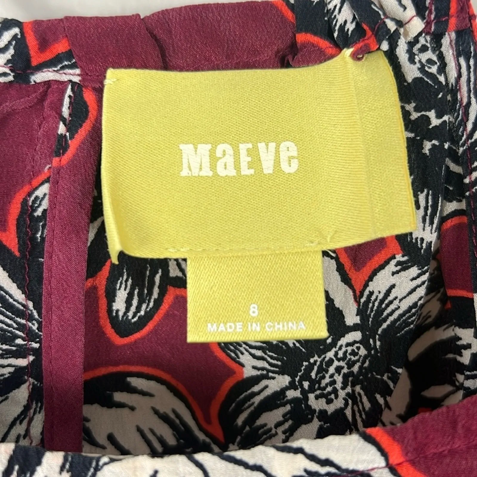 Maeve Anthropologie 100% Silk Burgundy Floral Halter Tank Top Womens 8 Tropical - Image 4