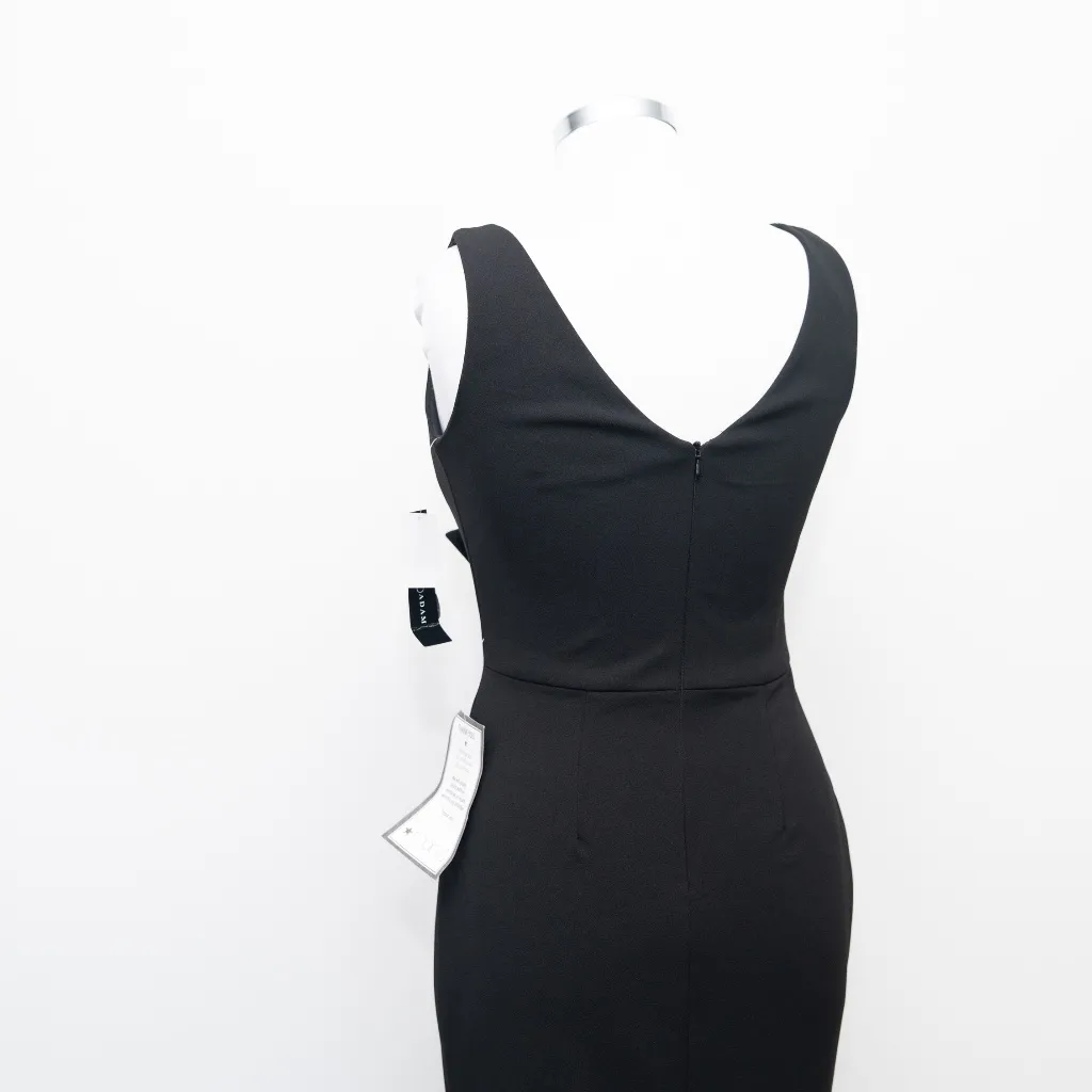 Betsy & Adam. Christine Scuba Crepe Ruffled Bow Gown. - Image 11