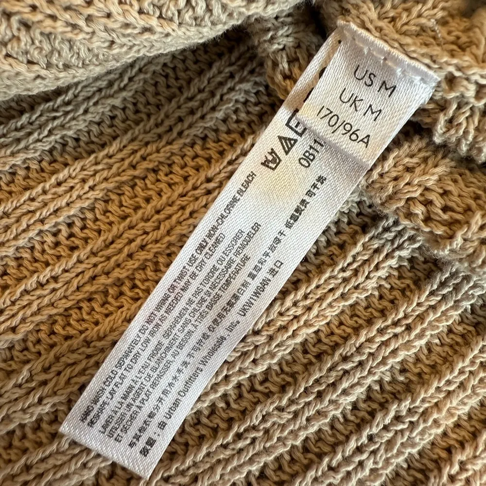 Free People Beach Ribbed Sweater Tan Size Medium Oversized 3/4 Sleeves - Image 7