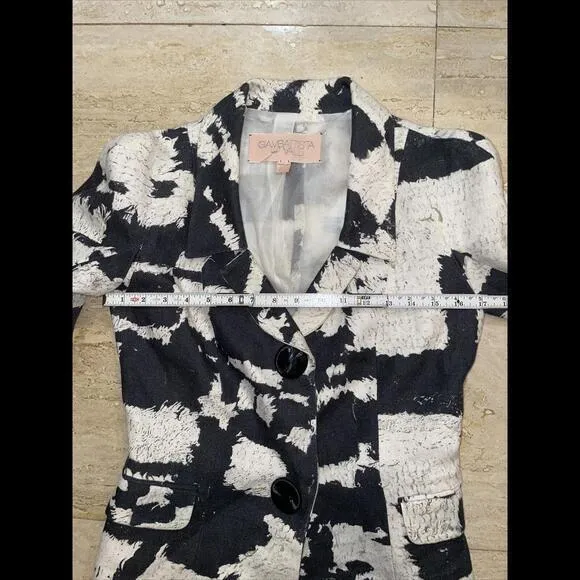 Giambattista Valli black White‎ Mixed Pattern 100% Linen blazer size 44 Size M - Image 3