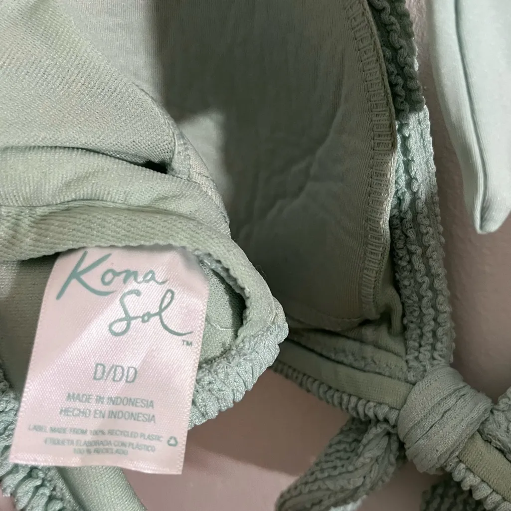 Kona Sol  Mint Green Pucker Tie-Front Bikini - Image 5