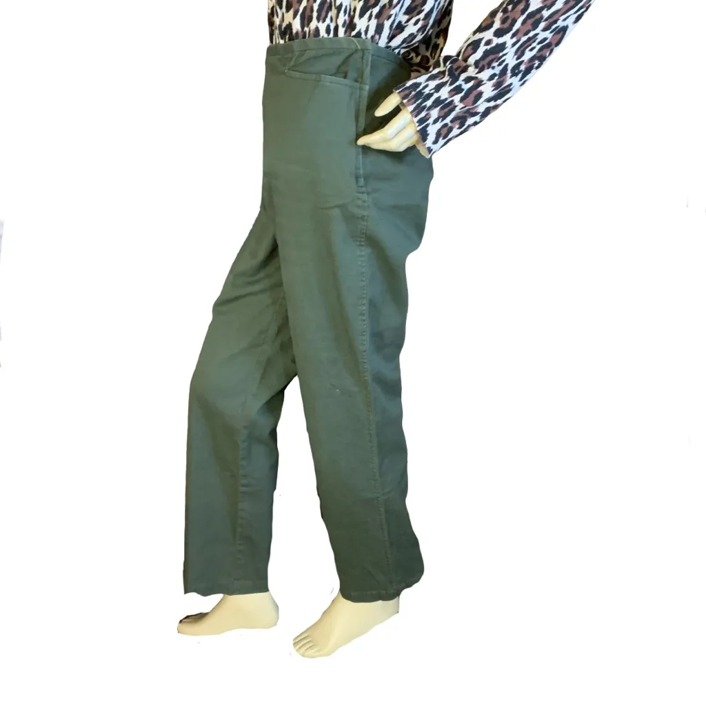 CHEROKEE OLIVE GREEN HIGH WAIST STRAIGHT LEG TROUSER PANTS (12) - Image 3