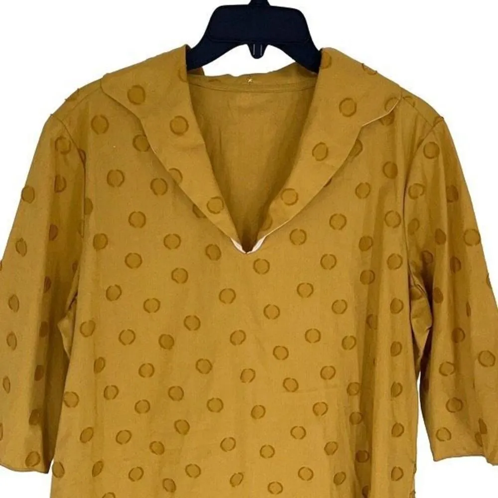 RTW Charleston Womens Polka Dot Print Shirt Dress Mud Size‎ XL Gold - Image 2