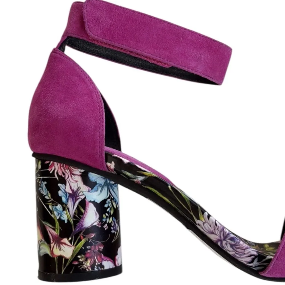 EUC Jeffrey Campbell Leather Purdy Heeled
Sandals Magenta Floral Size 8 - Image 5